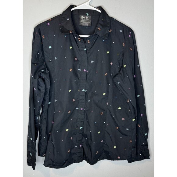 Women’s Taco Bell Uniform Shirt Medium Black Long Sleeve Button Front - Picture 1 of 4